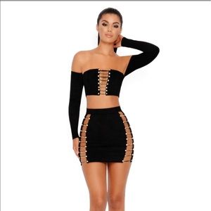 Two Piece Suede Chain Set